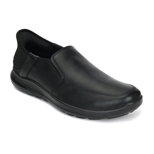Ergon Men's Black Leather Slip-On Casual Shoes Ergon