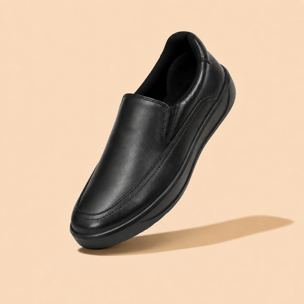 Ergon Men’s Black Leather Comfort Slip-On Shoes Ergonstyle