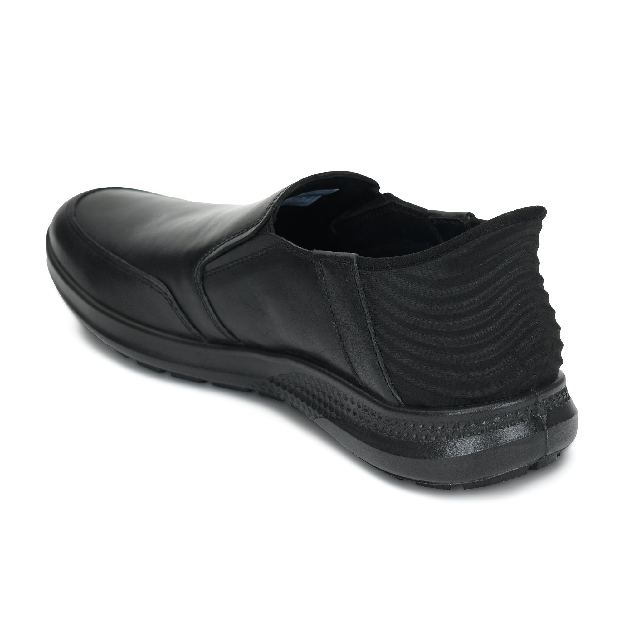 Ergon Men's Black Leather Slip-On Casual Shoes Ergon