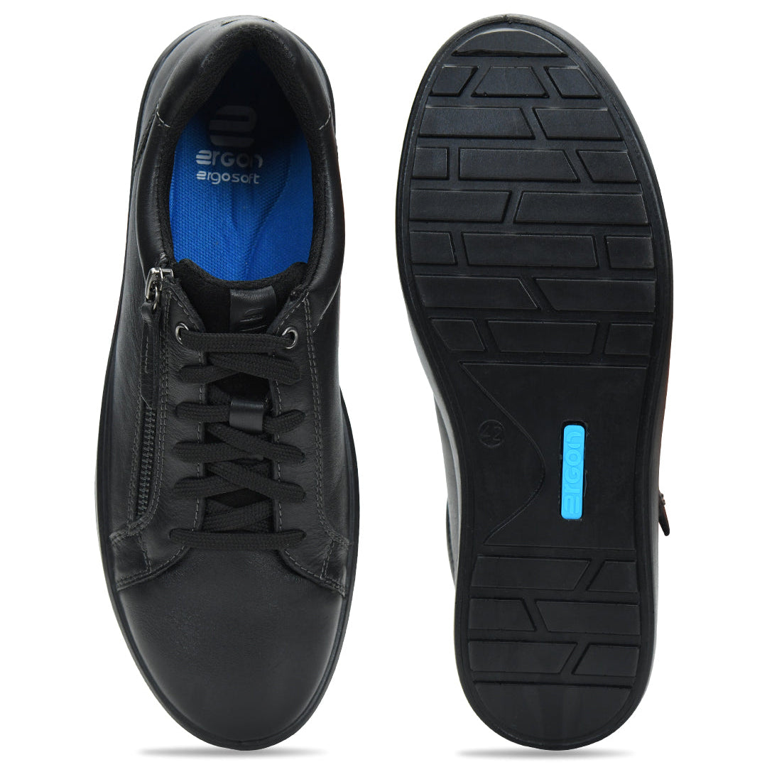 Denver Duozip Men's Black Casual Shoes Ergonstyle