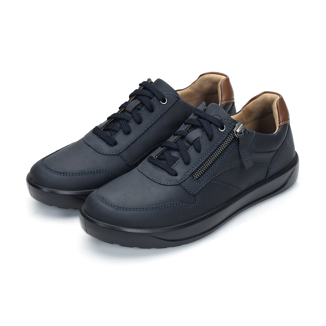 Tuscony Davos Men’s Zip‑In Navy Casual Sneakers Ergonstyle