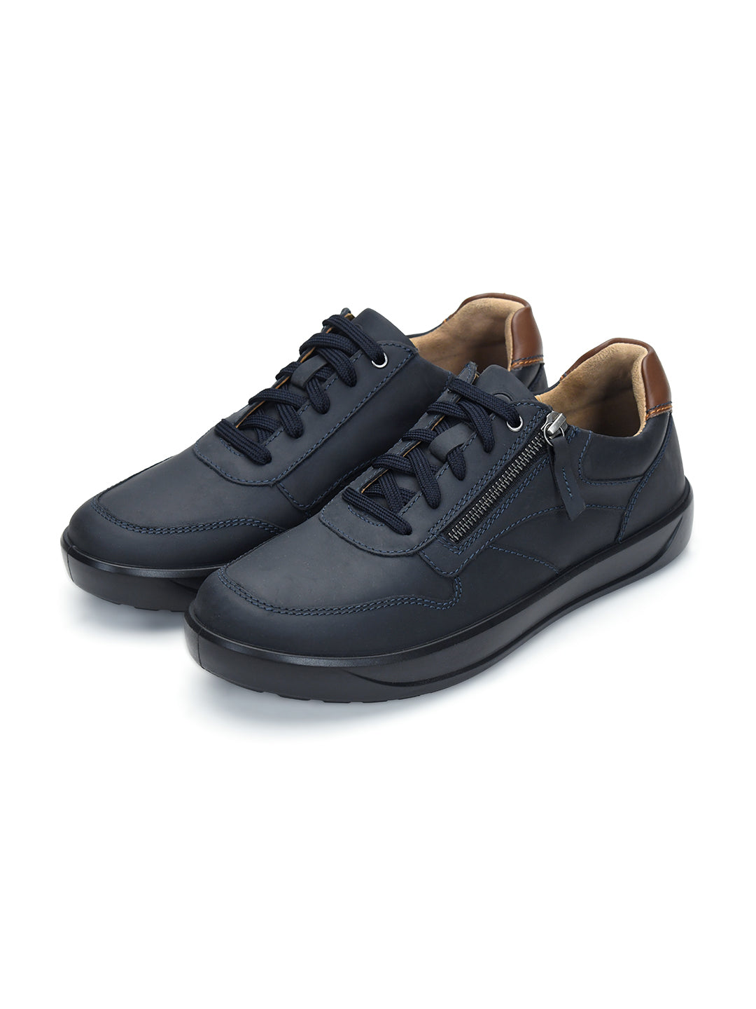 Tuscony Davos Men’s Zip‑In Navy Casual Sneakers Ergonstyle