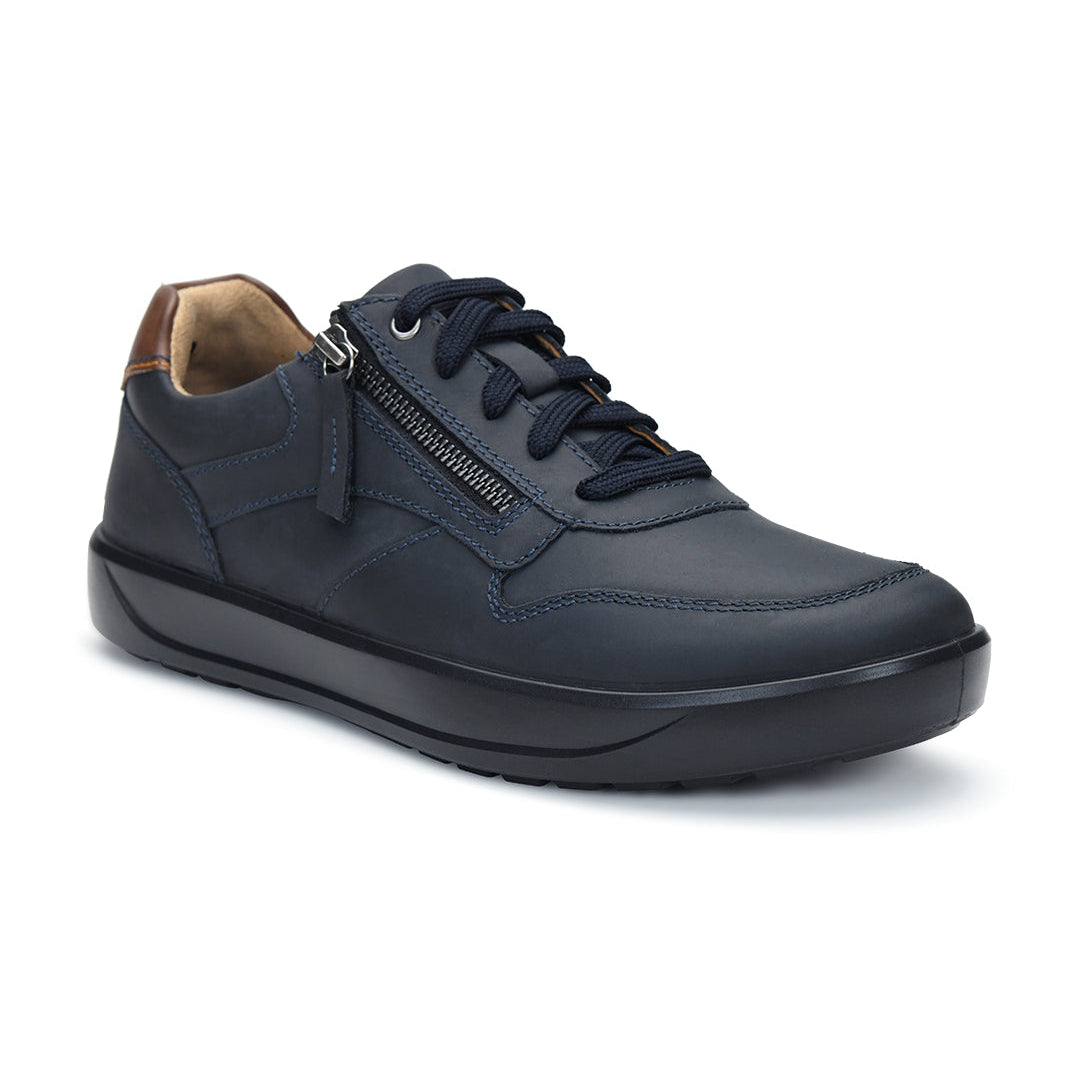 Tuscony Davos Men’s Zip‑In Navy Casual Sneakers Ergonstyle