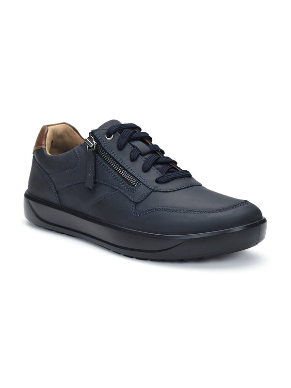 Tuscony Davos Men’s Zip‑In Navy Casual Sneakers Ergonstyle