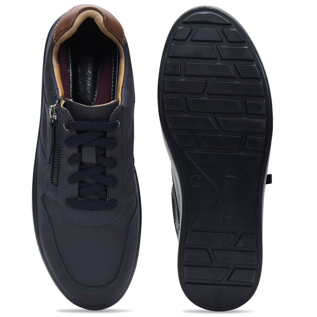 Tuscony Davos Men’s Zip‑In Navy Casual Sneakers Ergonstyle