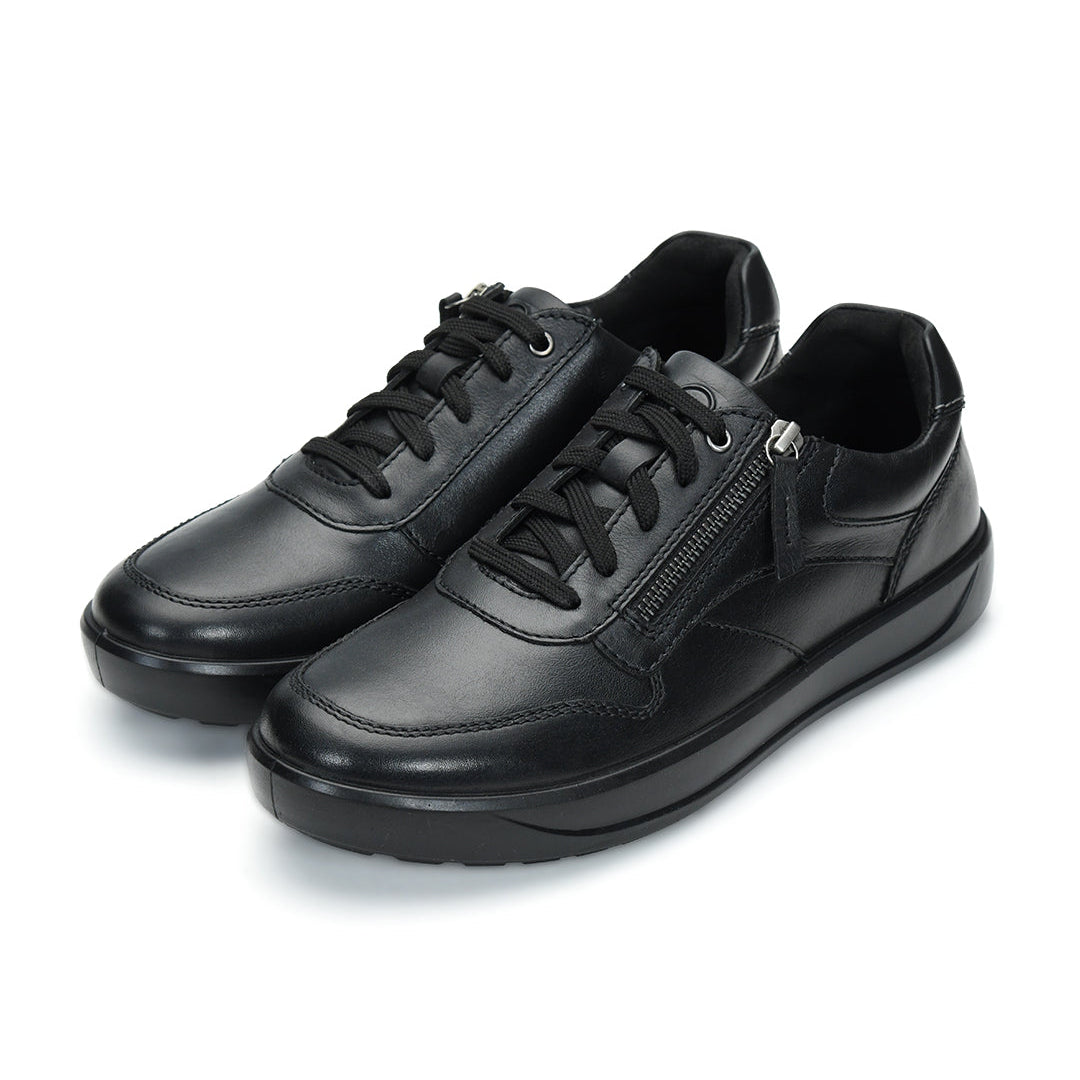 Tuscony Davos Men’s Zip‑In Black  Casual Sneakers Ergonstyle