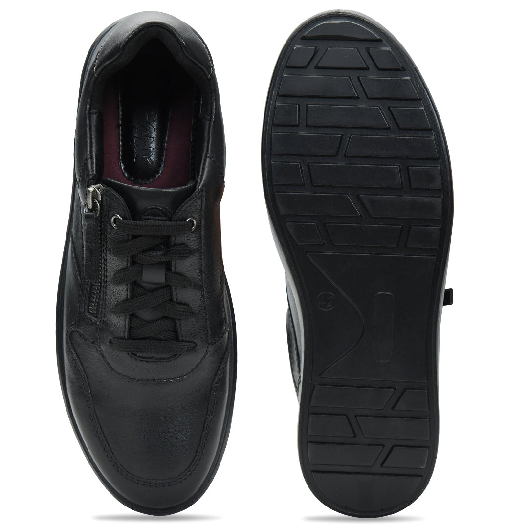 Tuscony Davos Men’s Zip‑In Black  Casual Sneakers Ergonstyle