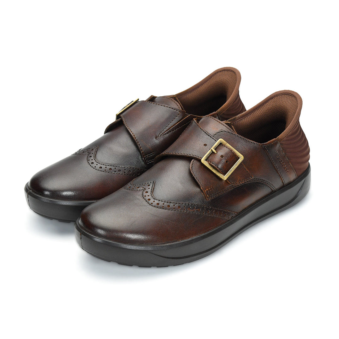 Tuscony Davos Monk Men’s Brown Casual Shoes Ergonstyle