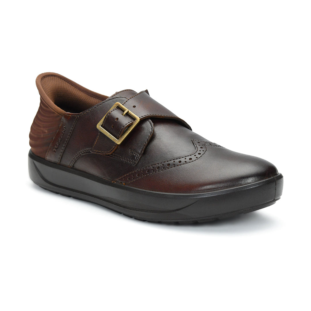 Tuscony Davos Monk Men’s Brown Casual Shoes Ergonstyle