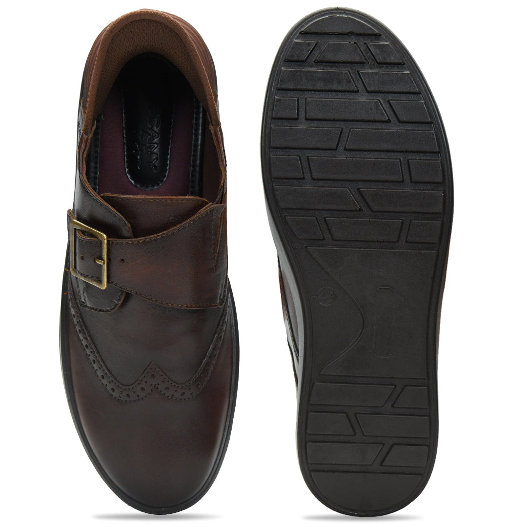 Tuscony Davos Monk Men’s Brown Casual Shoes Ergonstyle