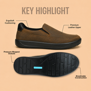 Ergon Men’s Tan Leather Comfort Slip-On Shoes Ergonstyle