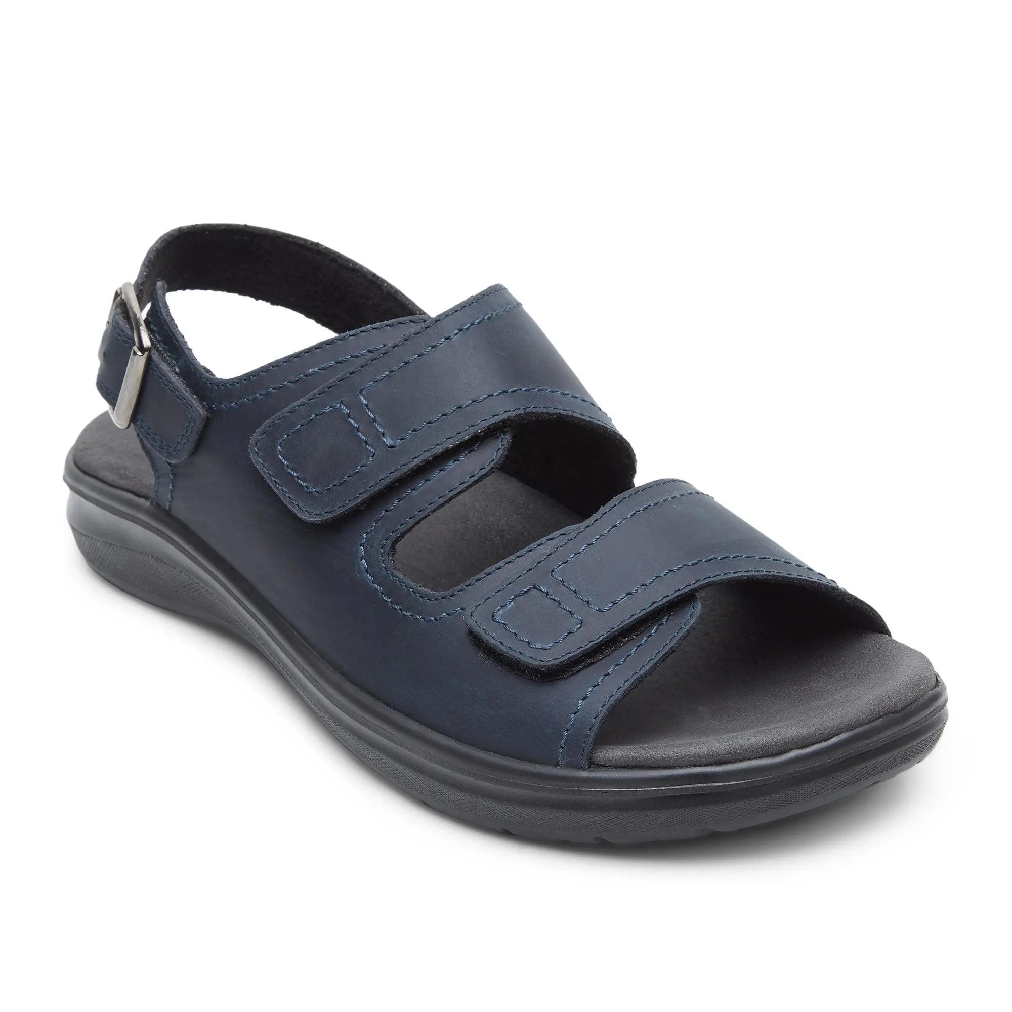 Boston EB-01 Men Navy Leather Sandals - Ergonstyle