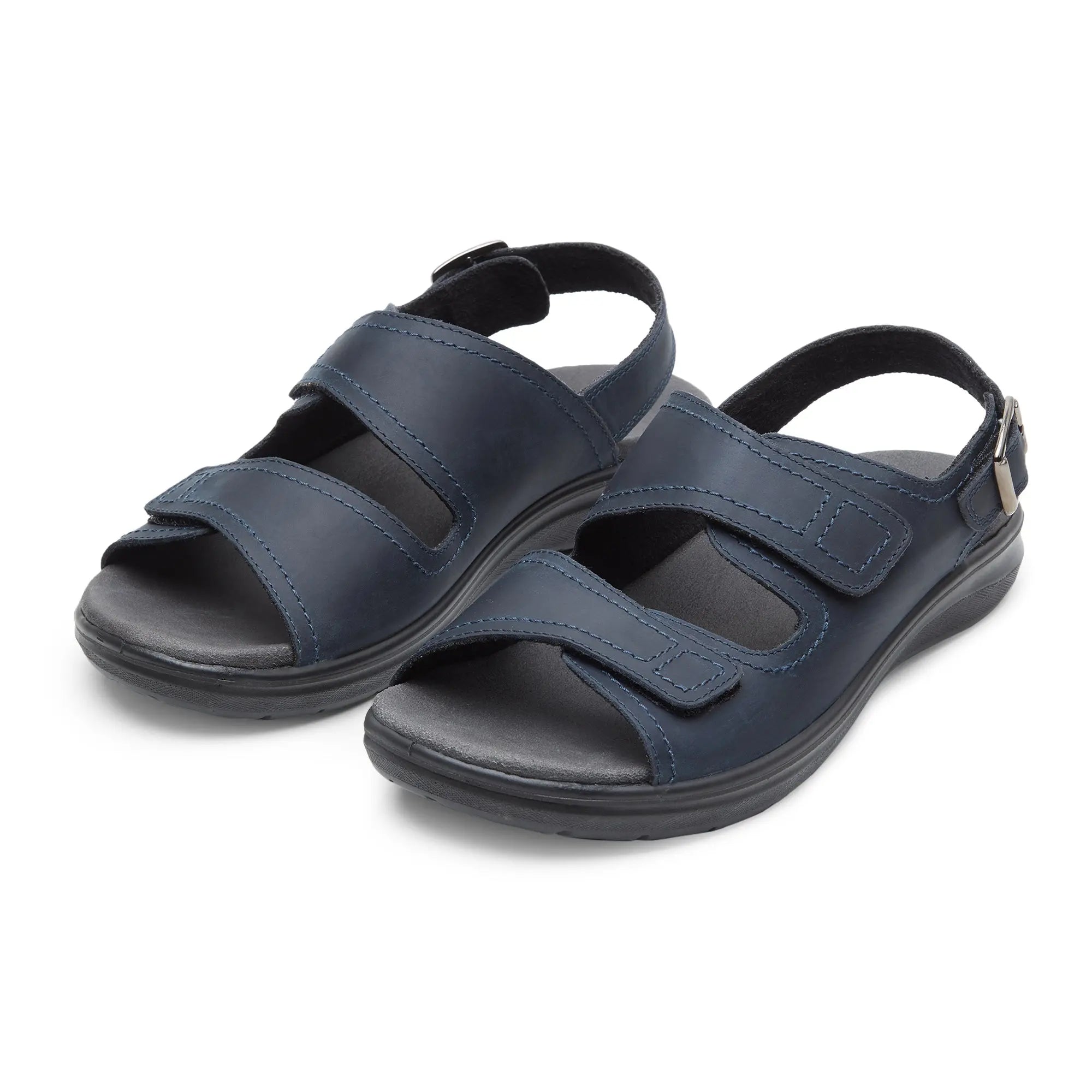 Boston EB-01 Men Navy Leather Sandals - Ergonstyle