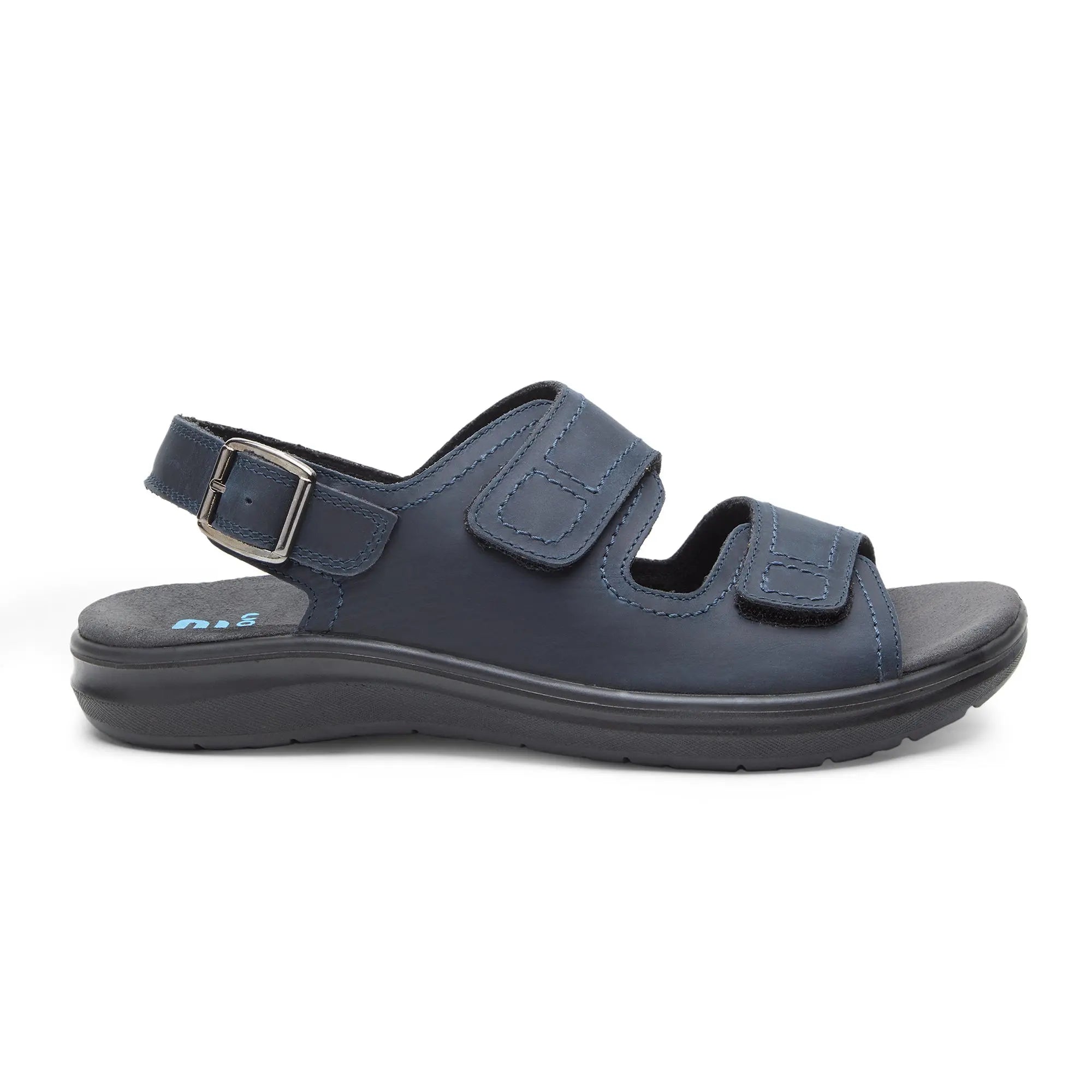 Boston EB-01 Men Navy Leather Sandals - Ergonstyle