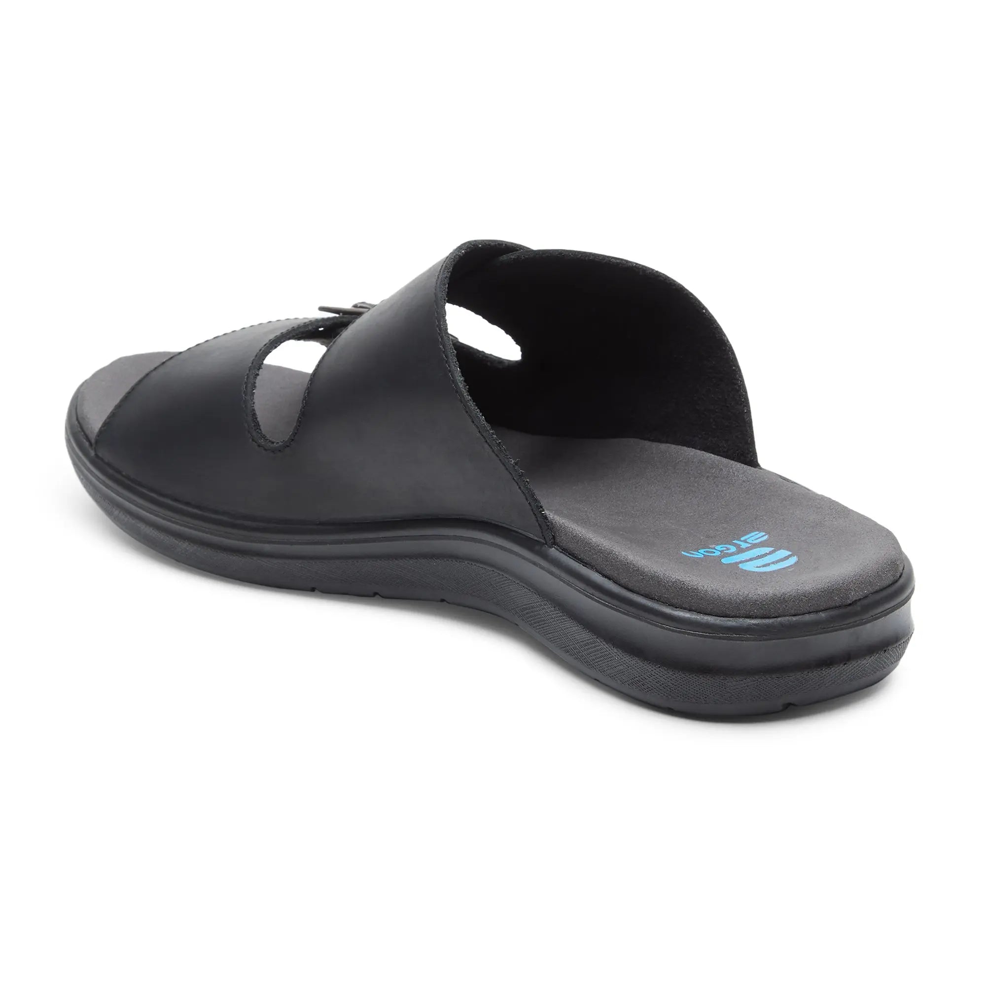 Boston EB-02 Men Black Leather Slippers - Ergonstyle