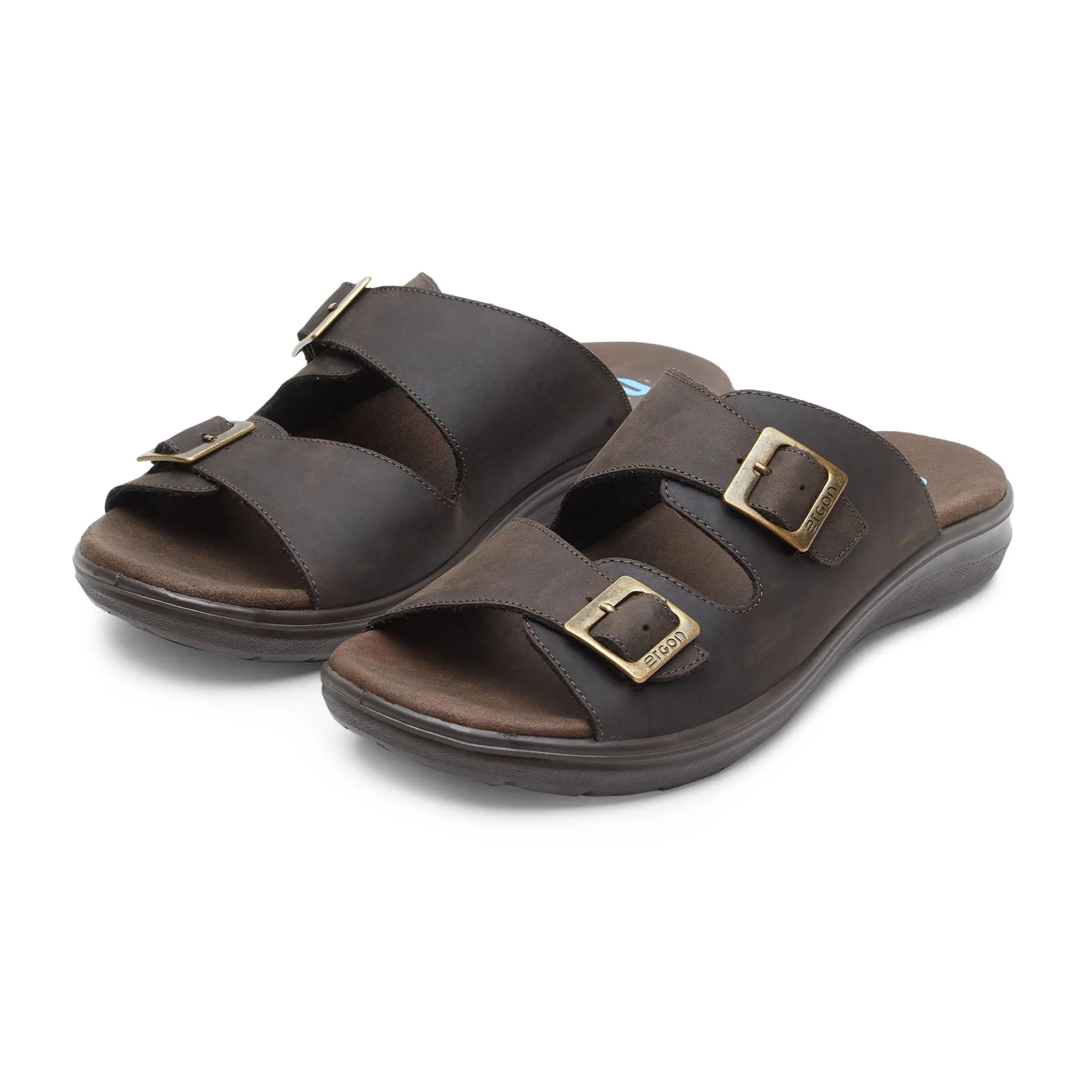 Boston EB-02 Men Brown Leather Slippers - Ergonstyle