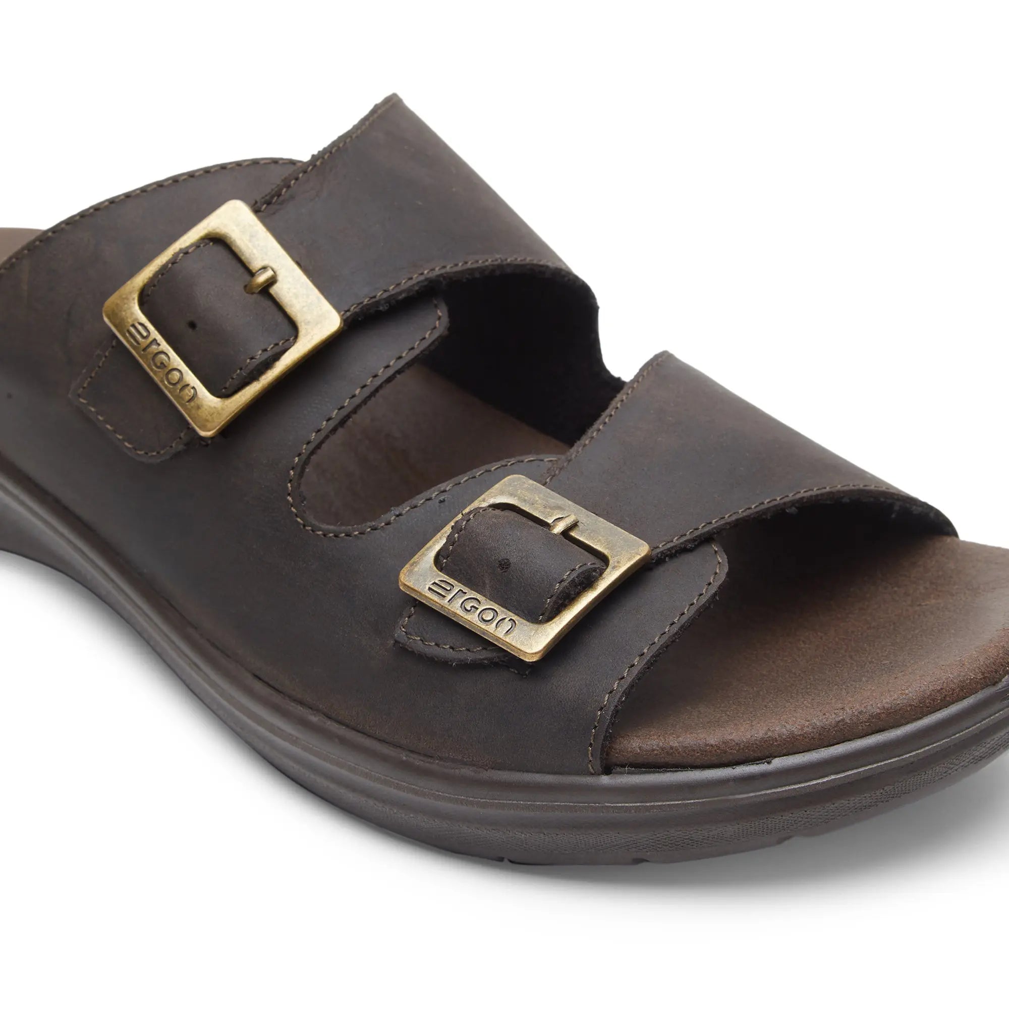 Boston EB-02 Men Brown Leather Slippers - Ergonstyle