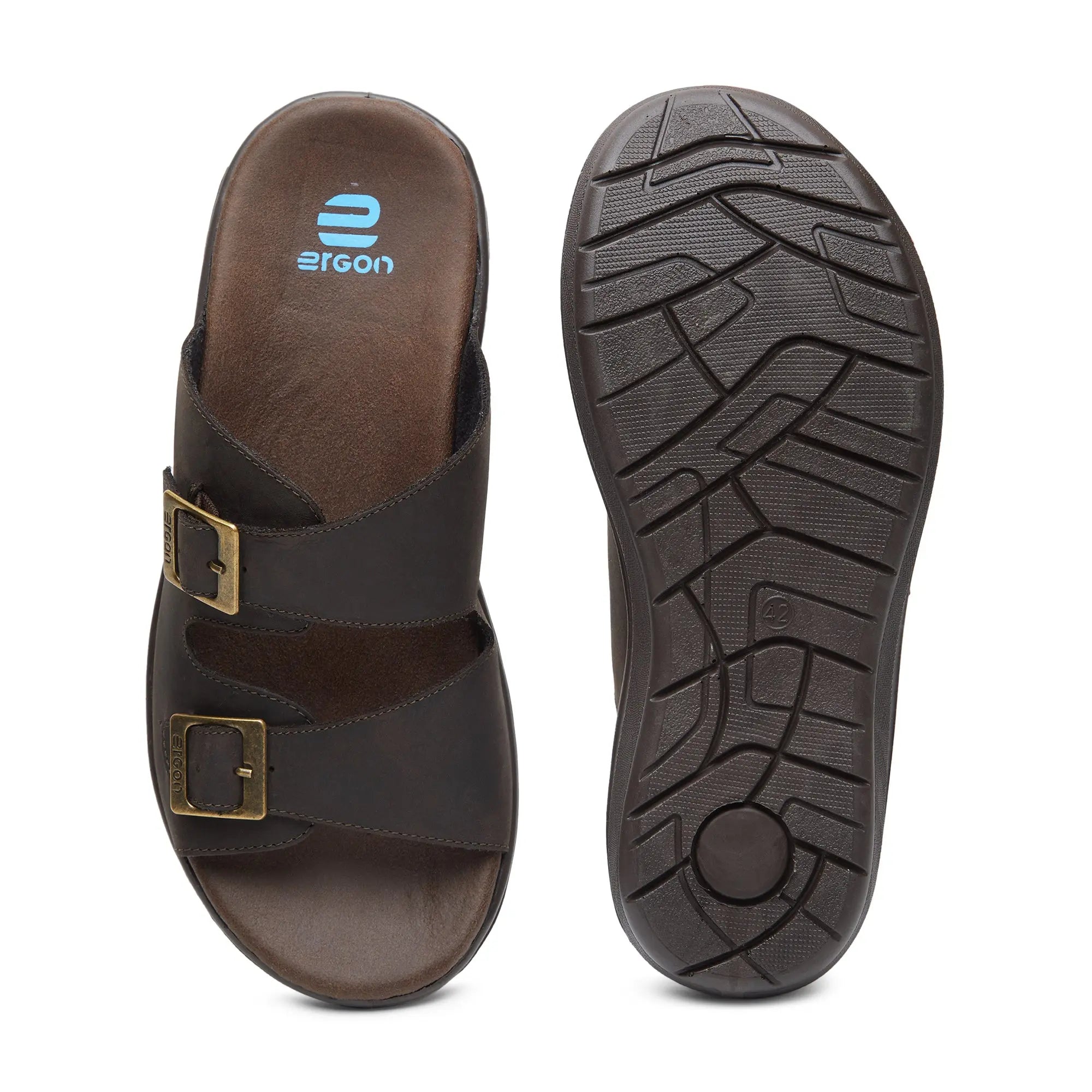 Boston EB-02 Men Brown Leather Slippers - Ergonstyle