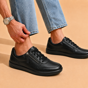 Tuscany Davos Men’s Zip‑In Black  Casual Sneakers Ergonstyle