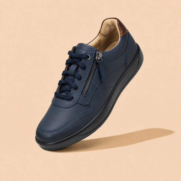 Tuscany Davos Men’s Zip‑In Navy Casual Sneakers Ergonstyle