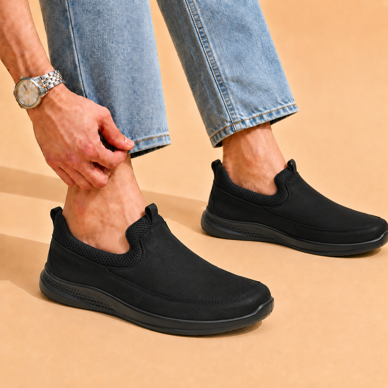Tuscany Kyoto Slip‑In Men’s Black Casual Shoes Ergonstyle