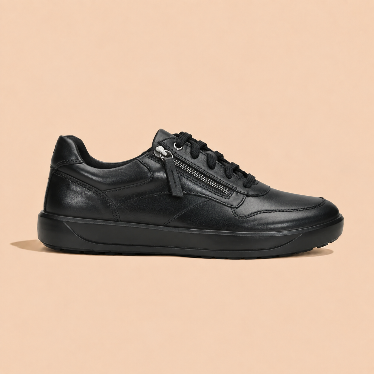 Tuscany Davos Men’s Zip‑In Black  Casual Sneakers Ergonstyle