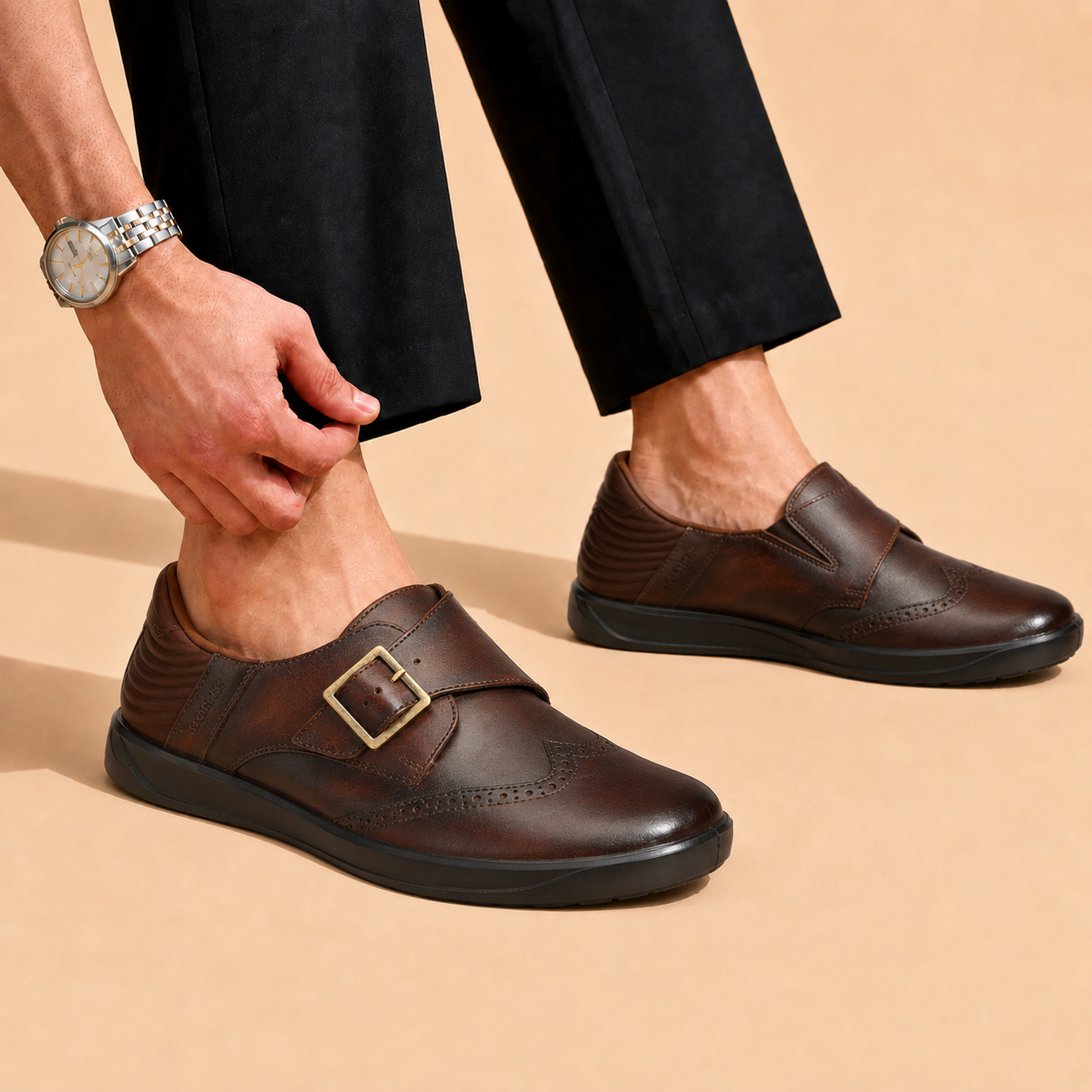 Tuscany Davos Monk Men’s Brown Casual Shoes Ergonstyle