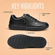 Tuscany Davos Men’s Zip‑In Black  Casual Sneakers Ergonstyle