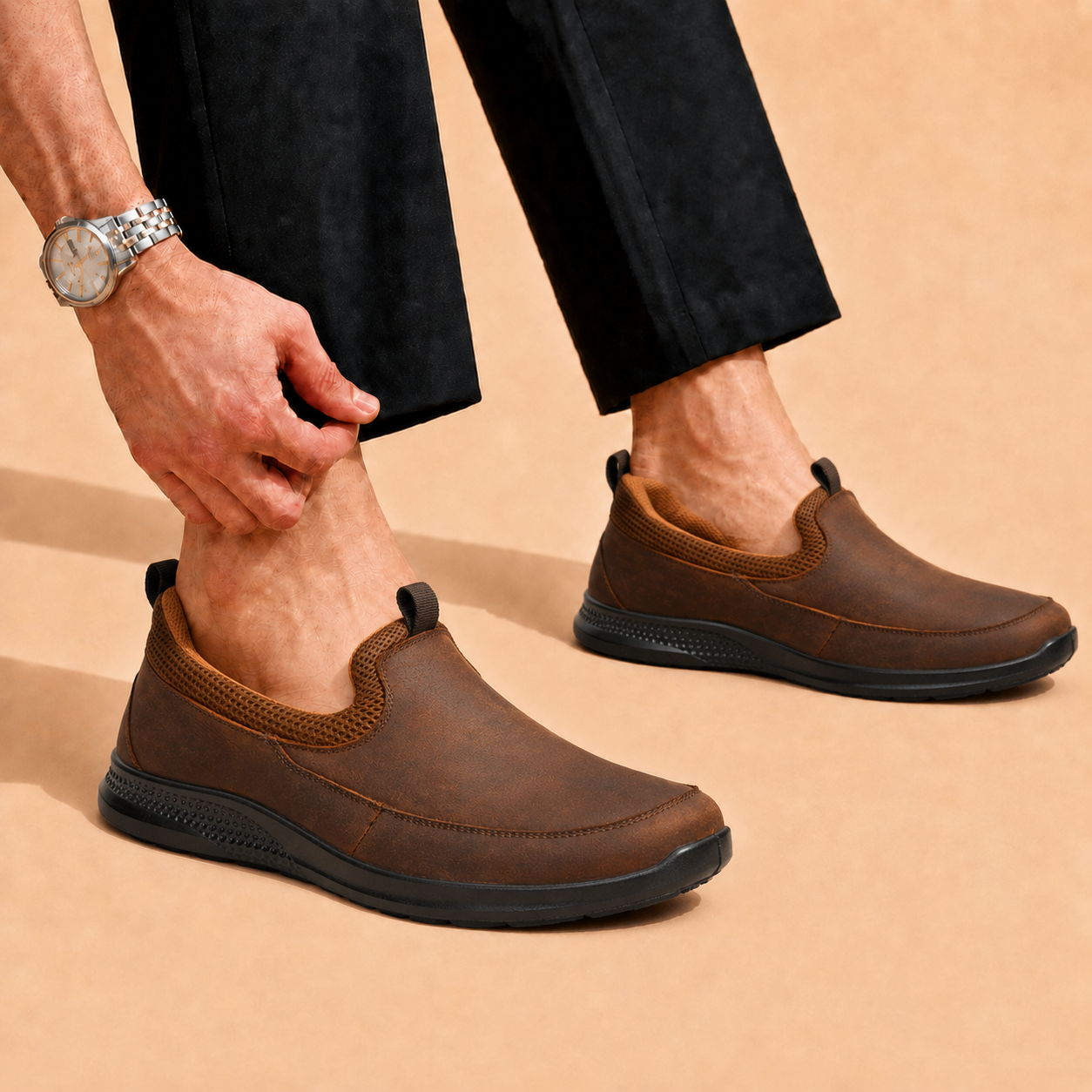 Tuscany Kyoto Slip‑In Men’s Brown Casual Shoes Ergonstyle