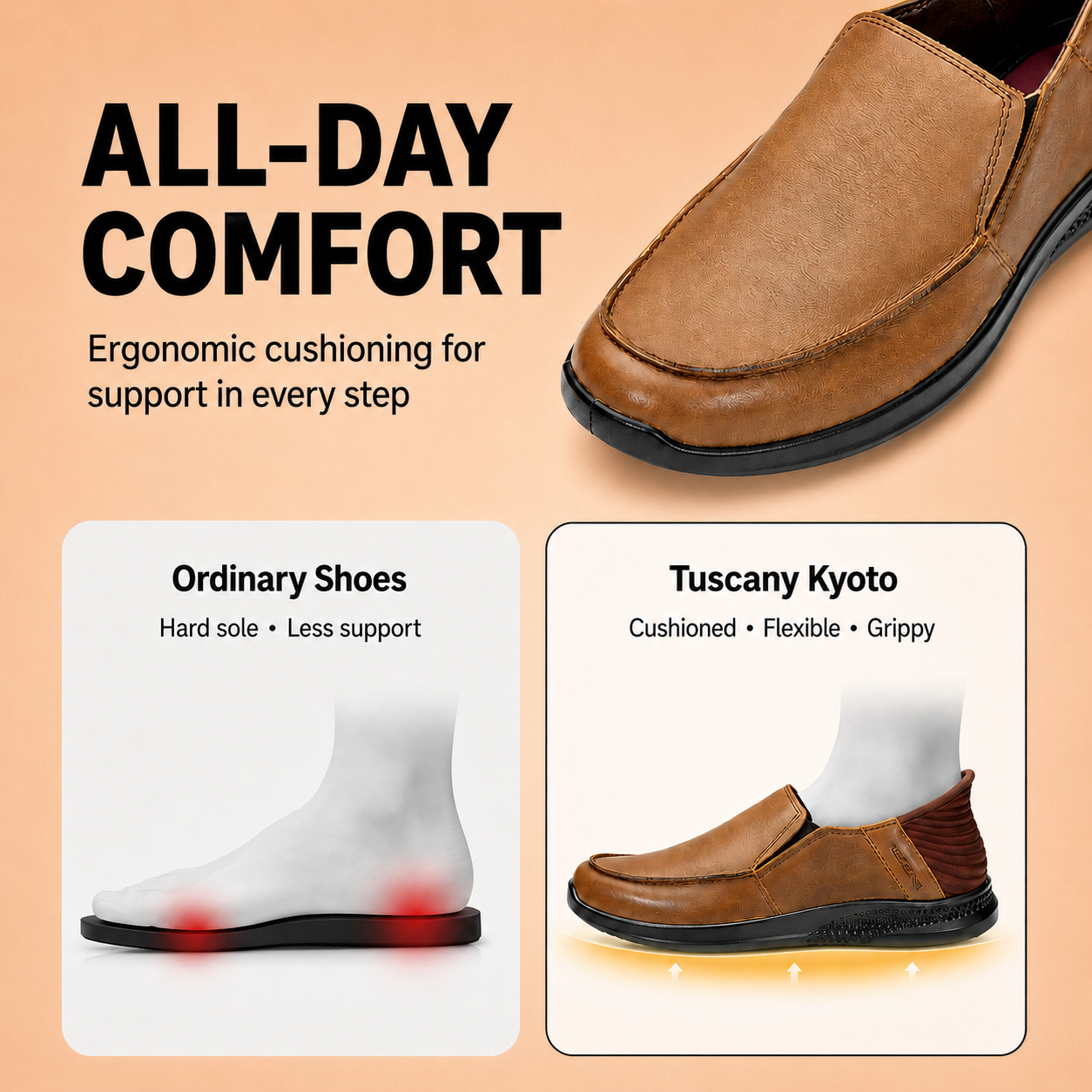 Tuscany Kyoto Slide Men’s Brown Casual Shoes Ergonstyle