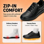 Tuscany Davos Men’s Zip‑In Black  Casual Sneakers Ergonstyle