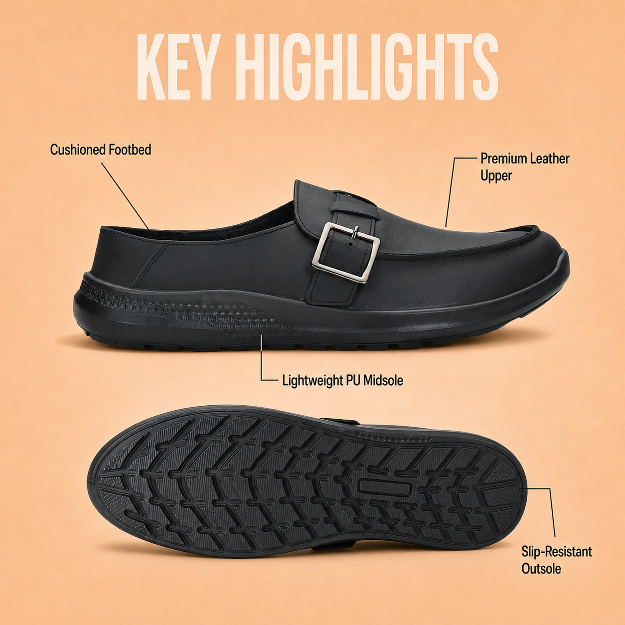 Tuscany Kyoto Black Mule – Sleek & Comfortable Ergonstyle