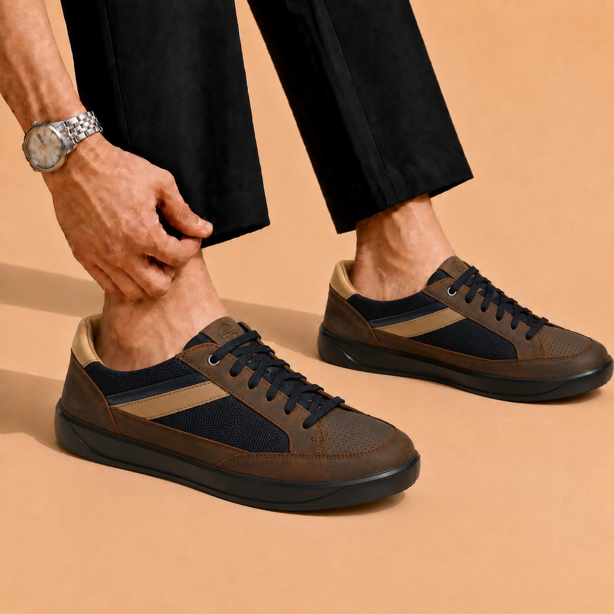 Tuscany Davos Men’s Brown Casual Sneakers Ergonstyle