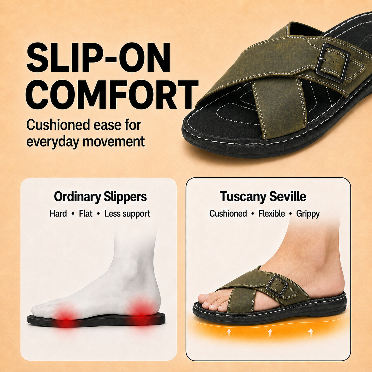 Tuscany  Seville Men’s Green Slipper – Stylish & Comfortable Ergonstyle