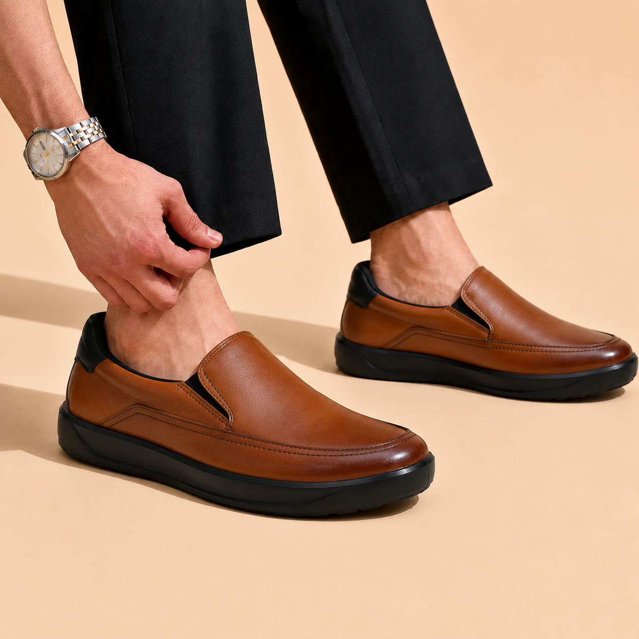 Denver Slip-On Tan Napa Casual Shoes Ergonstyle