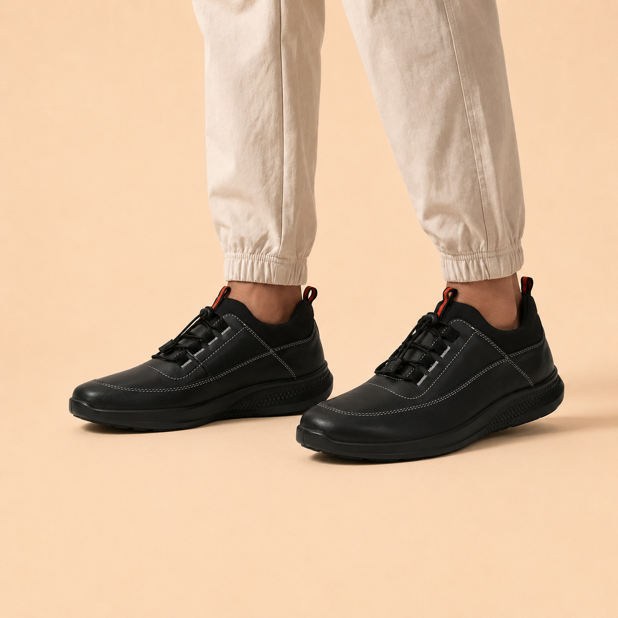 Ergon Kansas EK-04R Men's Black Lace-Up Casual Sneakers Ergonstyle