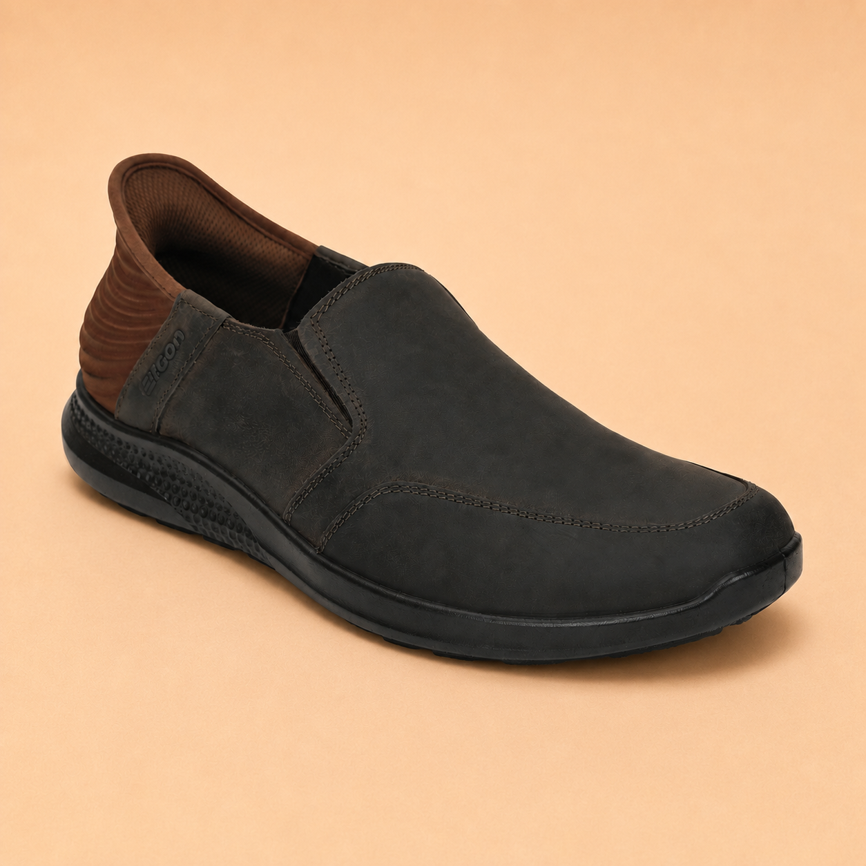 Ergon Men's Dark Brown Leather Slide Casual Shoes Ergonstyle