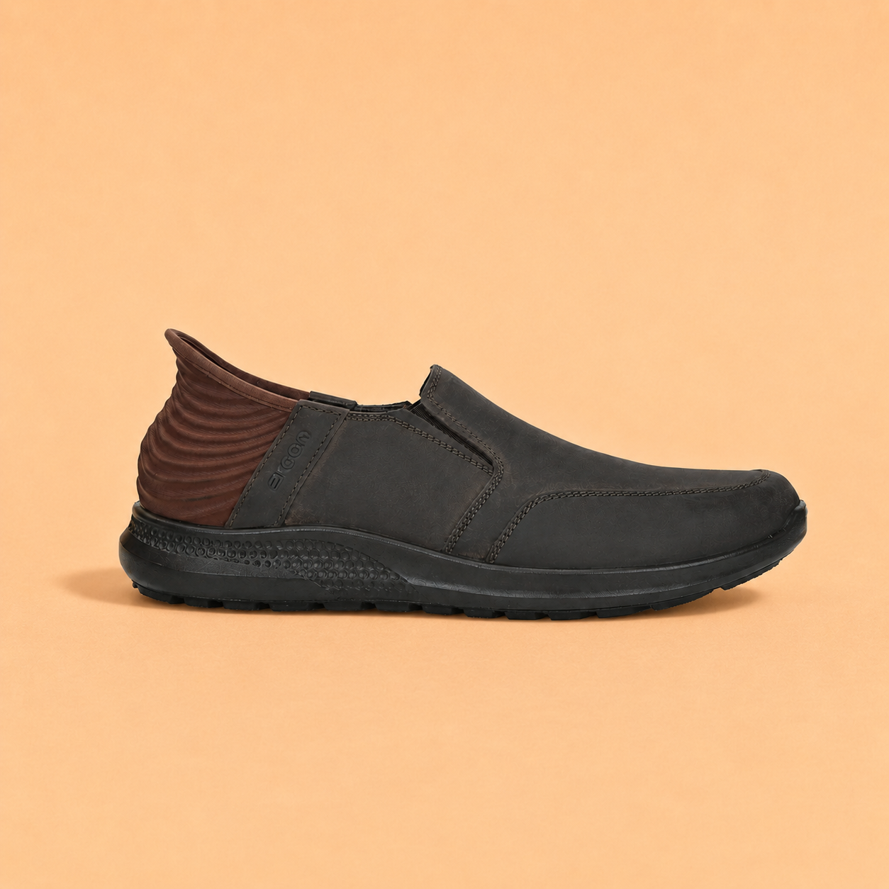 Ergon Men's Dark Brown Leather Slide Casual Shoes Ergonstyle