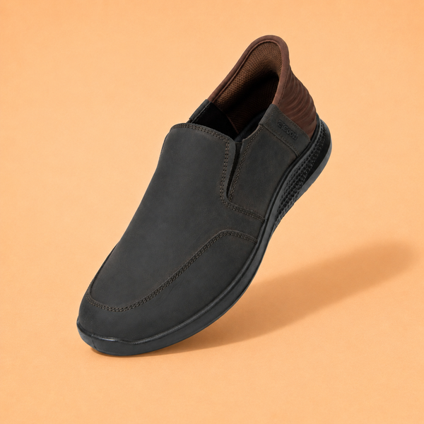 Ergon Men's Dark Brown Leather Slide Casual Shoes Ergonstyle
