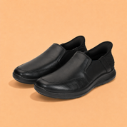 Ergon Men's Black Leather Slide Casual Shoes Ergonstyle