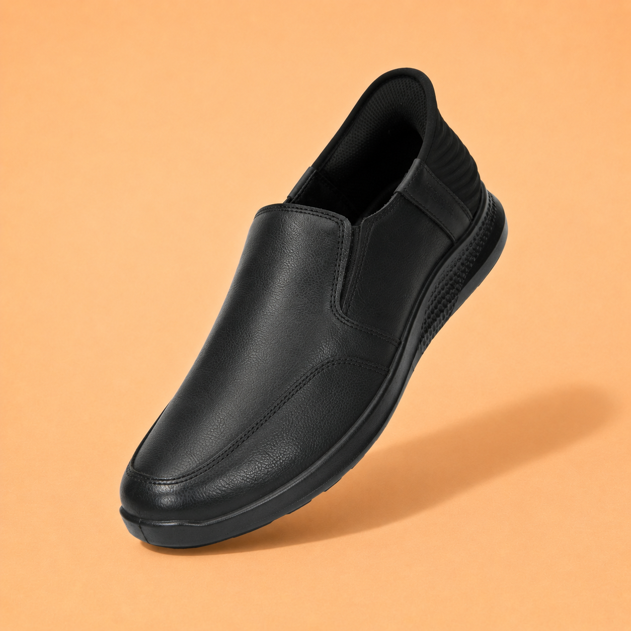 Ergon Men's Black Leather Slide Casual Shoes Ergonstyle