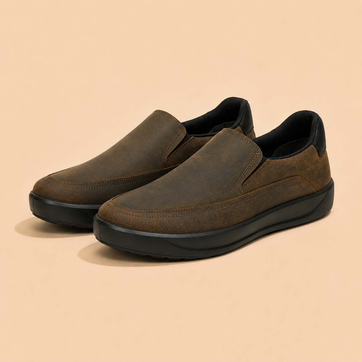 Ergon Men’s Tan Leather Comfort Slip-On Shoes Ergonstyle