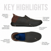 Ergon Men's Dark Brown Leather Slide Casual Shoes Ergonstyle
