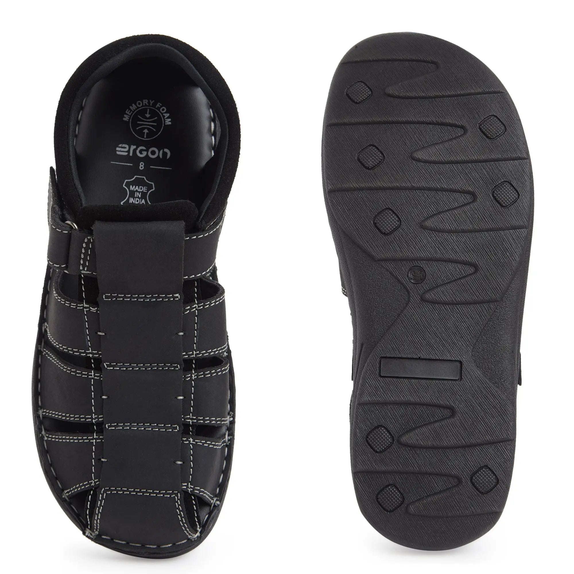 ES-03 Men Black Sandals Ergonstyle