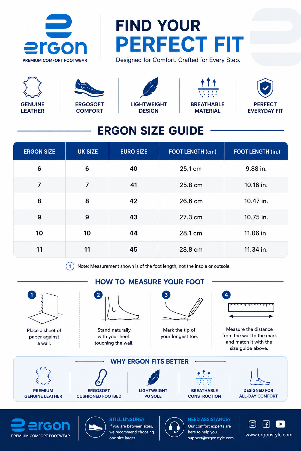 Ergon Men's Dark Brown Leather Slide Casual Shoes Ergonstyle