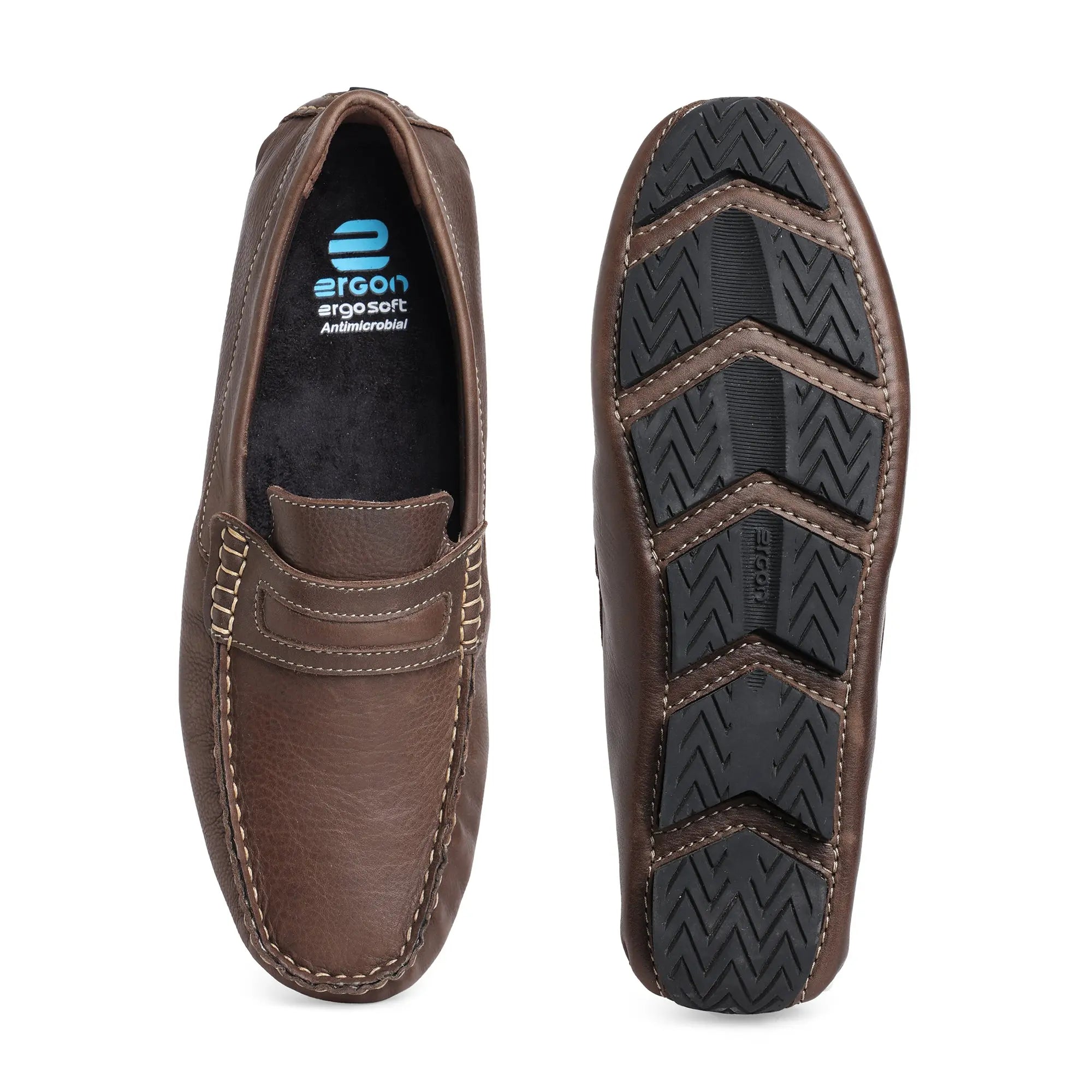 Moccasin EM-01 Men Brown Dress Casual Shoes Ergonstyle