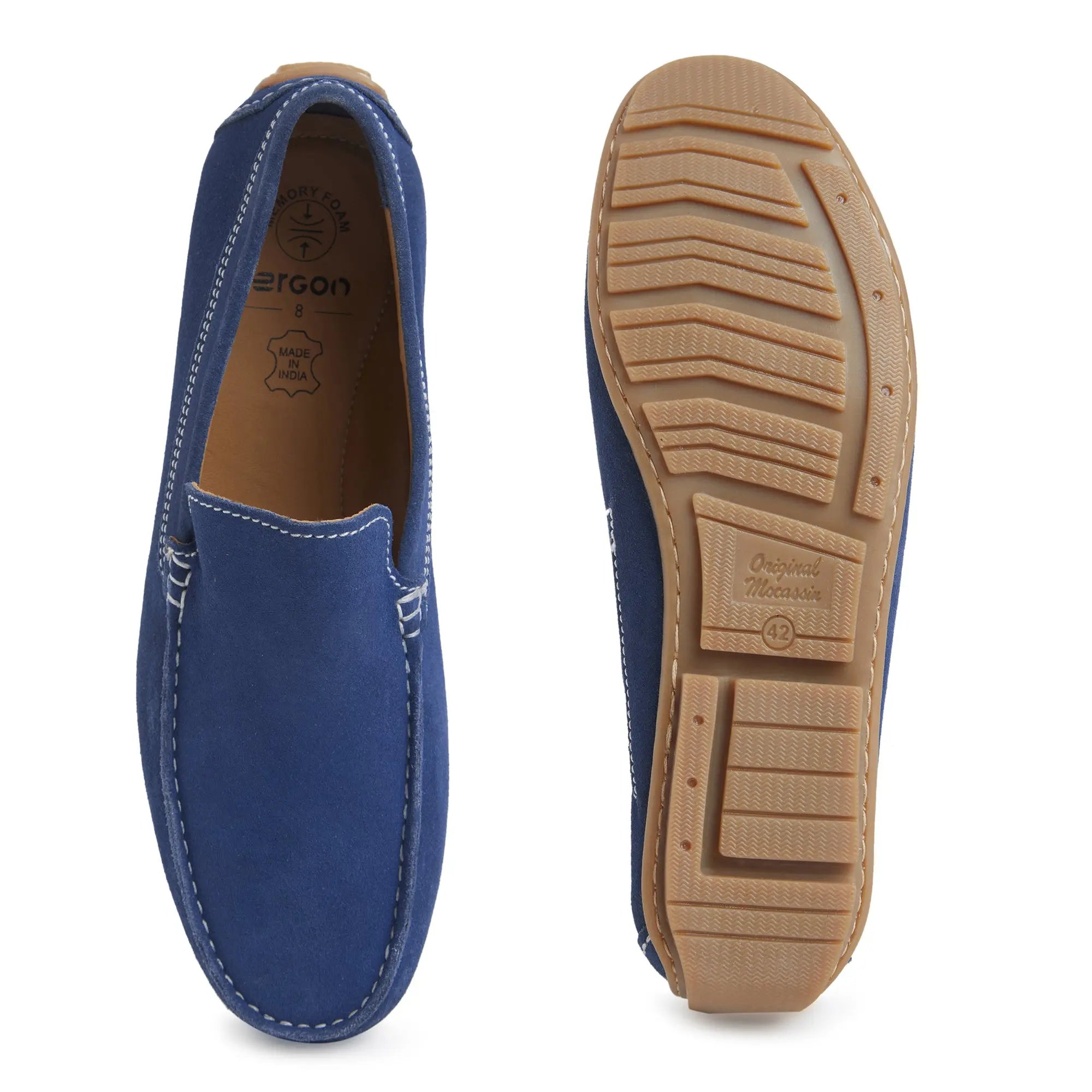 Moccasin EM-02 Men Dark Blue Dress Casual Shoes Ergonstyle