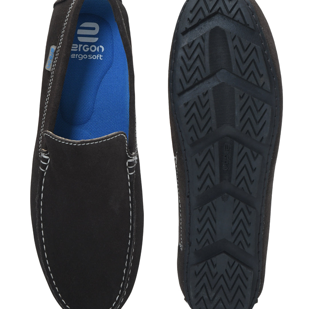 Moccasin EM-02 Men Dark Brown Dress Casual Shoes Ergonstyle