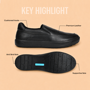 Ergon Men’s Black Leather Comfort Slip-On Shoes Ergonstyle
